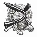 A stethoscope intertwined with hunting gear like a shotgun and duck decoys tattoo design idea