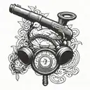 A stethoscope intertwined with hunting gear like a shotgun and duck decoys tattoo design idea