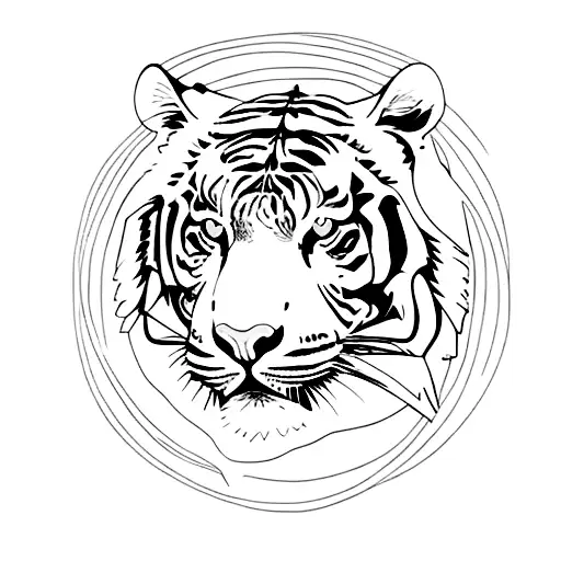 Bengal tiger, with the sign of aries, and a crow. tattoo design idea
