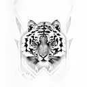 Bengal tiger, with the sign of aries, and a crow. tattoo design idea