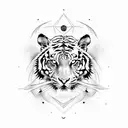 Bengal tiger, with the sign of aries, and a crow. tattoo design idea