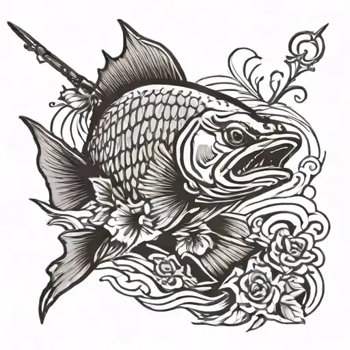 memorial fishing tatoo dad tattoo design idea