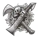  crime and punishment  axe , murder , death , god , tattoo design idea