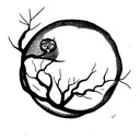 willow tree with an owl tattoo design idea