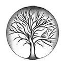 willow tree with an owl tattoo design idea