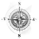A compass with musical instruments as the directional markers tattoo design idea