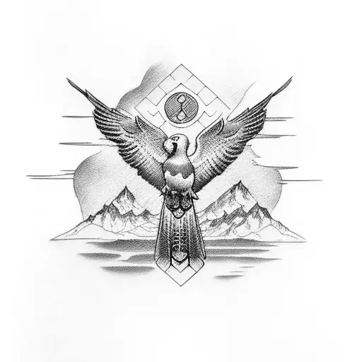 cross with verse with soaring eagle tattoo design idea