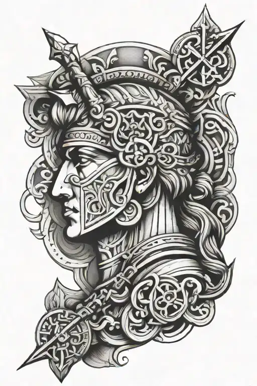 Modern tattoo of Alexander the Great including ankh symbol tattoo design idea