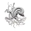 spiney bush viper and monkey plant tattoo design idea