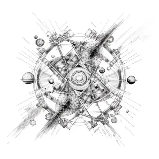 A shattered/broken DNA strand (double helix) with planets and stars mixed in between the broken parts.  tattoo design idea