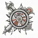russian roulette wheel tattoo design idea