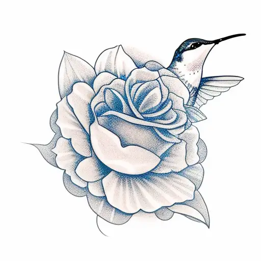 A tattoo of a hummingbird hovering over a blooming flower, with delicate smoke tendrils intertwining tattoo design idea