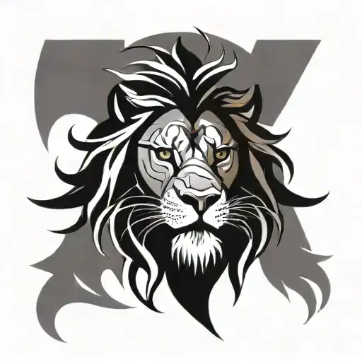 lion zeus face tribal tattoo design idea
