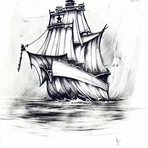  pirates ship tattoo design idea
