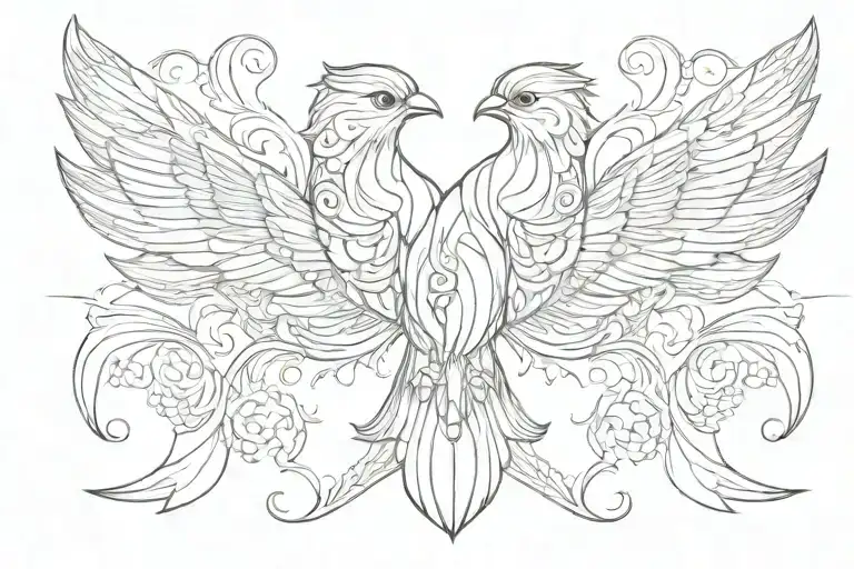 symmetrical bird outline tattoo design idea