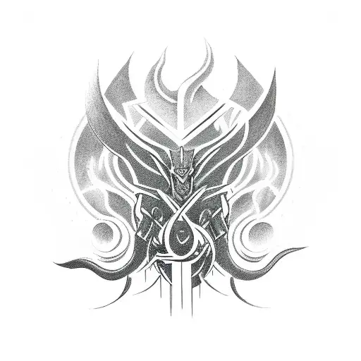 an upper arm tattoo design inspired by norse mythology and Thor featuring greyhounds and lightning bolts. tattoo design idea