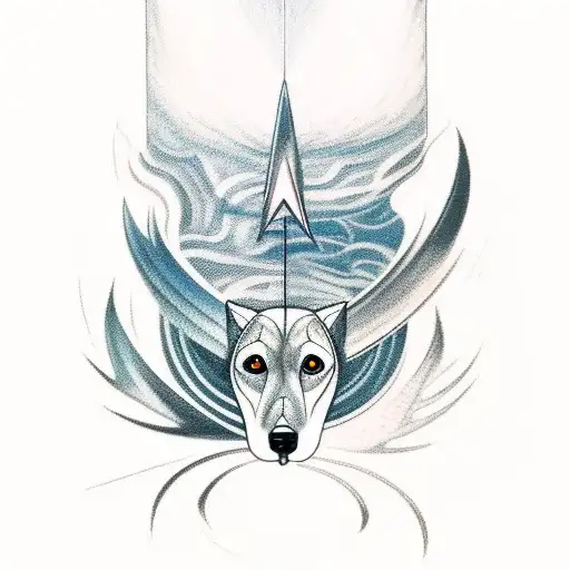 an upper arm tattoo design inspired by norse mythology and Thor, featuring greyhounds and lightning bolts. tattoo design idea