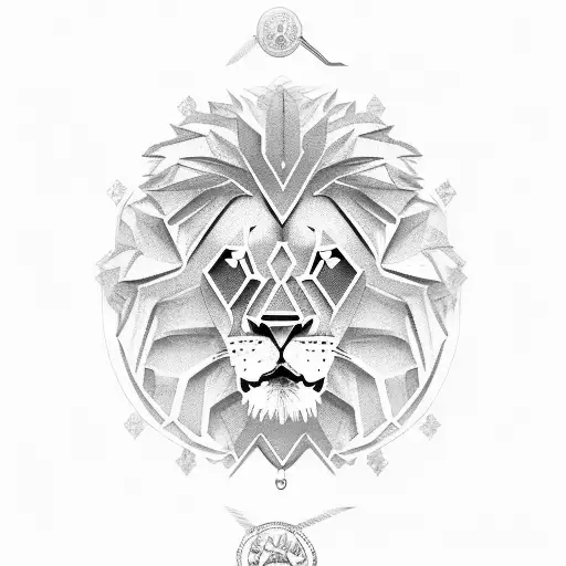 lion with sao bento medal tattoo design idea