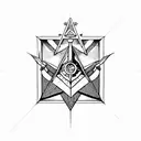 masonic symbol square and compass tattoo design idea