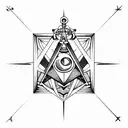 masonic symbol square and compass tattoo design idea