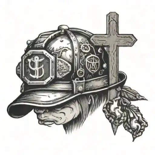 coal mining hat on a cross tattoo design idea