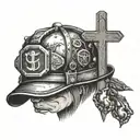 coal mining hat on a cross tattoo design idea