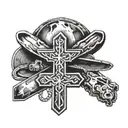 coal mining hat on a cross tattoo design idea