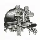 coal mining hat on a cross tattoo design idea