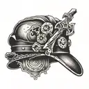 coal mining hat on a cross tattoo design idea