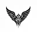 om with wings around it on chest tattoo design idea