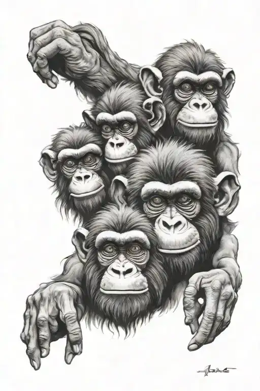 3 wise monkeys tattoo design idea