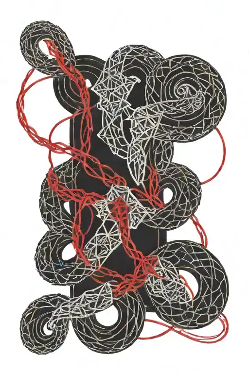 the red string of fate Nordic pattern tattoo design idea