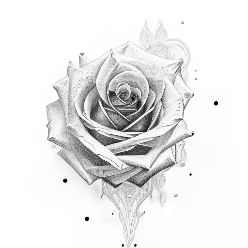 Rose, ornemental, étoiles tattoo design idea