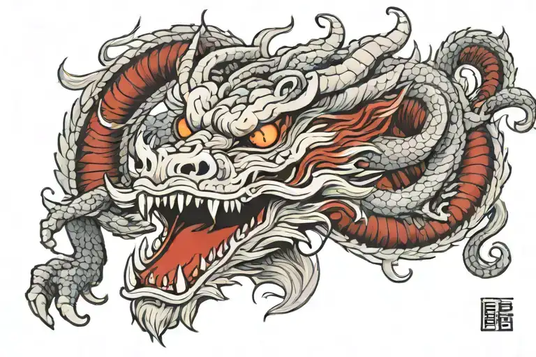 collarbone piece chinese dragon wrapped tattoo design idea