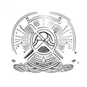 Unalome Symbol with a chef knife and an LGBT+ flag tattoo design idea