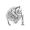 Unalome Symbol with a chef knife and an LGBT+ flag tattoo design idea