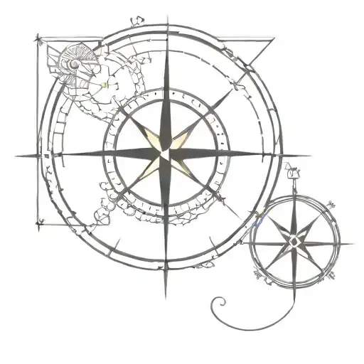 compass with a discreet element representing Zoro's sense of direction in One Piece such as his earrings, saber... tattoo design idea