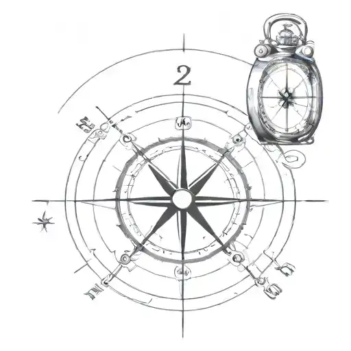 compass with a discreet element representing Zoro's sense of direction in One Piece such as his earrings, saber... tattoo design idea