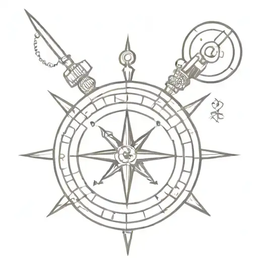 compass with a discreet element representing Zoro's sense of direction in One Piece such as his earrings, saber... tattoo design idea
