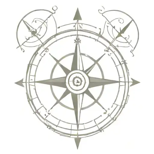 compass with a discreet element representing Zoro's sense of direction in One Piece such as his earrings, saber... tattoo design idea