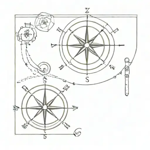 compass with a discreet element representing Zoro's sense of direction in One Piece such as his earrings, saber... tattoo design idea