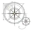 compass with a discreet element representing Zoro's sense of direction in One Piece such as his earrings, saber... tattoo design idea