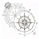 compass with a discreet element representing Zoro's sense of direction in One Piece such as his earrings, saber... tattoo design idea