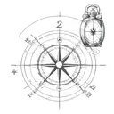 compass with a discreet element representing Zoro's sense of direction in One Piece such as his earrings, saber... tattoo design idea