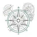 compass with a discreet element representing Zoro's sense of direction in One Piece such as his earrings, saber... tattoo design idea