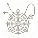 compass with a discreet element representing Zoro's sense of direction in One Piece such as his earrings, saber... tattoo design idea