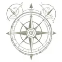 compass with a discreet element representing Zoro's sense of direction in One Piece such as his earrings, saber... tattoo design idea