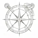 compass with a discreet element representing Zoro's sense of direction in One Piece such as his earrings, saber... tattoo design idea