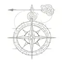 compass with a discreet element representing Zoro's sense of direction in One Piece such as his earrings, saber... tattoo design idea