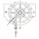 compass with a discreet element representing Zoro's sense of direction in One Piece such as his earrings, saber... tattoo design idea